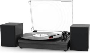 lot 953 image: $90 Record Player with Dual Stereo Speakers, 3-Speed USB Turntable