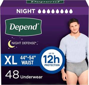 lot 958 image: $56 Depend Night Defense Adult Diapers for Men, Extra-Large Grey, 48