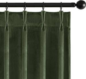 lot 965 image: MIULEE Olive Green Velvet Curtains 96-Inch Blackout Drapes