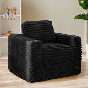 lot 971 image: $63 MAXYOYO Kids Bean Bag Chair, Faux Fur Sofa with Filler, Black