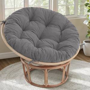 lot 973 image: $47 idee-home Papasan Chair Cushion, 48x48 in, Light Grey Corduroy
