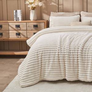 lot 981 image: Fluffy Queen Comforter Set - Faux Fur Shaggy Bedding, Pillowcases