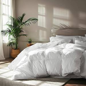 lot 993 image: $64 $153 Serta Goose-Down Comforter Queen Duvet Insert White