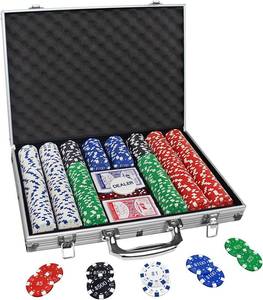 lot 1005 image: $67 Poker Chips with Numbers, 500-Piece Set in Aluminum Case, 11.5g