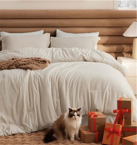 lot 1023 image: Bedsure CA King Comforter Set - Beige, 3 Pieces (104x96)  2 Shams