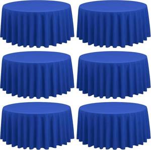 lot 1025 image: $64 6 Pack 120-Inch Round Tablecloths, Royal Blue Stain-Resistant