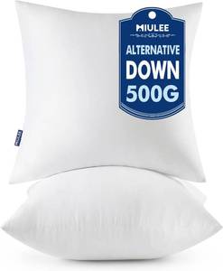 lot 1027 image: MIULEE Throw Pillow Inserts, Pack of 2, 18x18, 100% Virgin Fiber