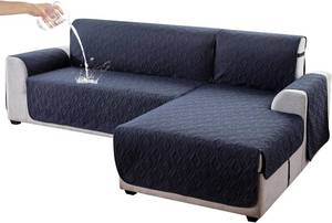lot 1035 image: $54 Genina Sectional Couch Covers for Dogs, L-Shaped Sofa, Navy Blue