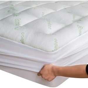 lot 1038 image: $46 Bamboo Mattress Topper Twin 39x75 Cooling Plush Pillow-Top Pad