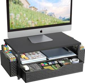 lot 1041 image: Spacrea Desk Organizer & Monitor Riser with Drawer & 2 Pen Holders