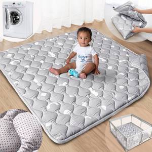 lot 1043 image: Baby Play Mat 50x50, Anti-Slip & Machine Washable, Boho Gray
