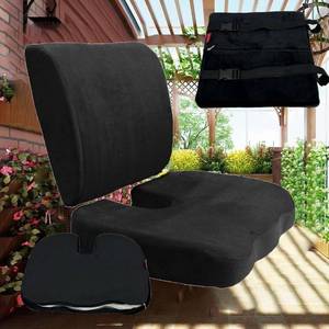 lot 1048 image: Bookishbunny Lumbar Back & Non-Slip Seat Cushion Set (Black)