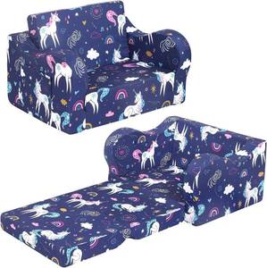 lot 1050 image: Kids Sofa 2-in-1 Flip-Out Foam Couch Foldable Chair Light Purple