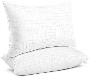 lot 1065 image: EIUE 2 Pack Queen Size Microfiber Filled Pillows 20 x 30 White