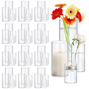 lot 1074 image: $140 48 Pack Glass Cylinder Vases 4,6,9,12 Inch Tall Clear Vase