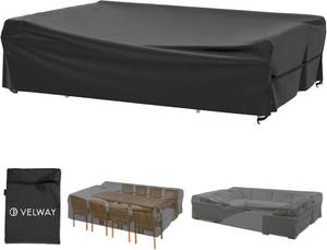 lot 1101 image: Velway Patio Table Chairs Set - Waterproof, 111x74x28 Outdoor
