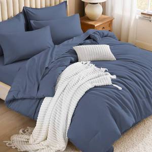 lot 1111 image: $60 Litanika California King Comforter Set - Bluish Grey, 7 Pieces