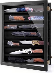 lot 1121 image: Pocket Knife Wall Shadow Box with Acrylic Panel & Shelves