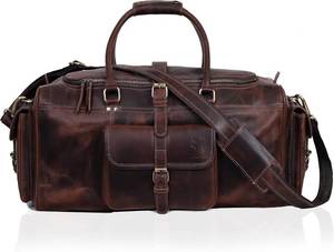 lot 1122 image: $190 Leather Farm Travel Duffel Bags - 24 Weekender Carry-On