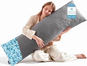 lot 1129 image: YZ HOME Long Body Pillow for Adults, 20x54in, Grey, Memory Foam