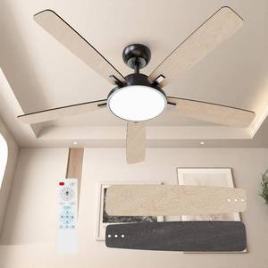 lot 1132 image: $90 TALOYA 52-Inch Walnut Ceiling Fan with Lights, DC Motor, Remote