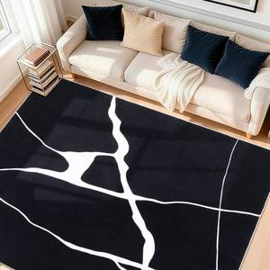 lot 1141 image: $120 YIHOUSE Abstract Washable Rug 6x9, Non-Slip Black Living Room Rug