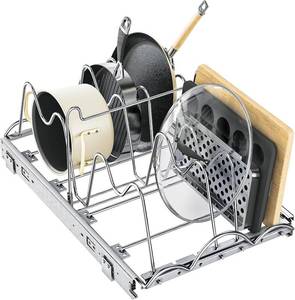 lot 1144 image: Under-Cabinet Pull-Out Pots & Pans Organizer with Lids