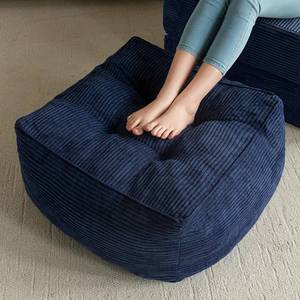 lot 1153 image: $70 HIGOGOGO Pouf Ottoman, Corduroy, Foam Filling, Navy 25.6x25.6