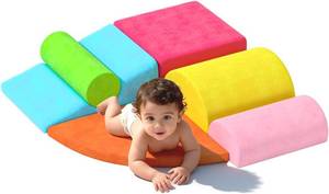 lot 1175 image: $60 8-Piece Toddler Climbing Blocks, Indoor Play Set (Rainbow, 6pcs)