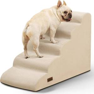 lot 1196 image: $53 5-Step Dog Stairs & Ramp, Non-Slip Pet Steps, 22.2 H, Beige