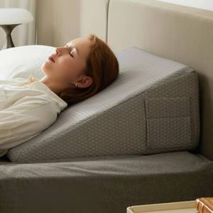lot 1198 image: Bedluxe 8-Inch Wedge Pillow for Acid Reflux, Memory Foam, Grey