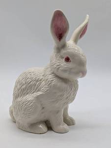 lot 22321 image: White Ceramic Rabbit Figurine with Pink Ears