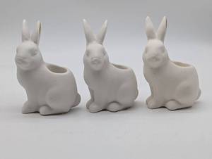 lot 22327 image: White Ceramic Rabbit Candleholders Set of 3