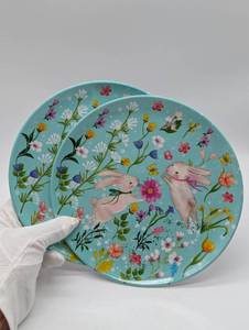 lot 22333 image: Easter Bunny Floral Melamine Plates Set