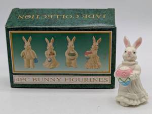 lot 22337 image: Jade Collection 4-Piece Easter Bunny Figurine Set