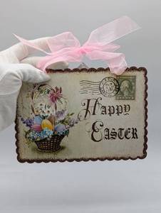 lot 22348 image: Easter Postcard designed Sign with Floral Basket