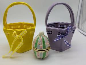 lot 22204 image: Easter Decorative Baskets and Egg Trinket Box