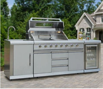 &nbsp;3 Piece Modular Stainless Steel Kitchen Island includes BBQ Grill, Sink, and Refrigerator | HGG6006S-1 | HGG6006S