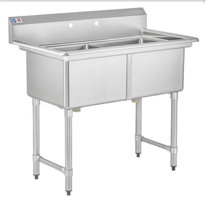 36 in. Stainless Steel Utility Sink with Freestanding Double Bowl - Retail: $449