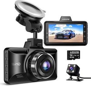lot 2692 image: AZDOME M01 Dual Dash Cam Front and Rear with Free 64GB Card, 3 Screen Dual Dashboard Camera for Car, Built-in ADAS G-Sensor, 24H Parking Mode Car Camera (M01 Pro)