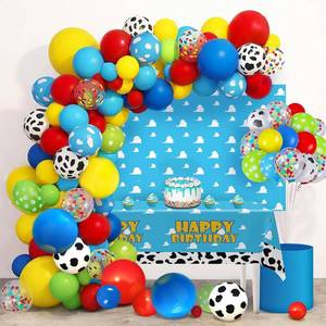 lot 2700 image: Balloons Arch Birthday Party Decorations Backdrop Tablecloth 150pcs Garland Kit Balloons Cloud Cake Toppers Kids Cow Print Latex Balloons 1st 2nd 3rd Birthday Party Decorations