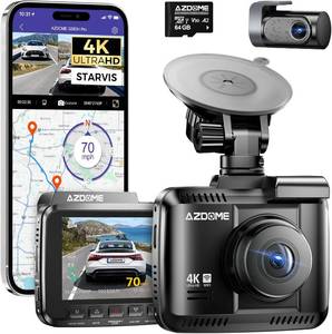 lot 2706 image: AZDOME 4K Dash Cam Front and Rear, STARVIS Night Vision, UHD 2160P WiFi Dash Camera for Cars with GPS, Included 64GB Card, 2.4 IPS Screen Dashcam, 170 Wide Angle, WDR, 24H Parking Mode (GS63H Pro)