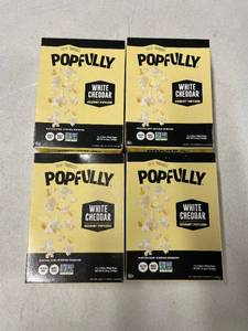 lot 2730 image: 4 BOXES - of POPFULLY White Cheddar Popcorn Fully Pops, Sharing Bags, Sharp Cheese Flavor, Big Pop, Micro Popcorn Bags, 3-Pack each