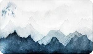 lot 2739 image: QIYI Floor Comfort Mat 1 Piece Kitchen Rug PVC Leather Waterproof Oil Proof Non Skid Laundry Ergonomic Standing Mat Anti Fatigue Foam Padded Area Doormat 17 W x 29 L - Blue White Watercolor Mountain