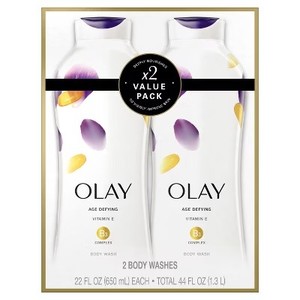 lot 2742 image: Olay Age Defying Body Wash with Vitamin E, 22 fl oz, Pack of 2