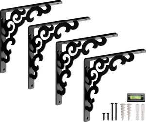lot 2744 image: L Brackets for Shelves by Balin Designs for 10 inch -12 Lace Style Shelves   Heavy Duty Decorative Shelf Brackets - Antique Rustic Farmhouse Mantel Shelf Bracket - Included Hardware - Set of 4