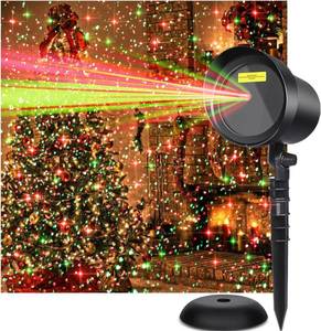 lot 2751 image: OBlack Outdoor Motion Laser Lights Projector Christmas Seasonal Lighting Waterproof, As Seen on TV Lazer Beam Show Spread Green & Red Stars Moving Pattern, for Wedding Birthday Valentines Party