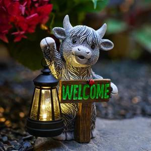 lot 2765 image: Solar Garden Statues Highland Cow Decor - Outdoor Figurines Decoration for Garden Yard Lawn Home Decor Outside  Unique Gifts for Mom Grandma