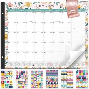 lot 2766 image: Ospelelf Desk Calendar 2025-2026 Large 22x17 Monthly Family Planner Pad with Protective Cover 18 Months July 2025 to December 2026 Ditsy Floral