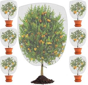 lot 2775 image: 6-Pack 3.3ft x 2.3ft Drawstring Fruit Protection Bags and Garden Netting Covers, Ideal for Tomato Barrier, Vegetable and Flower Plants